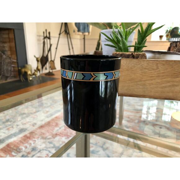 France Arcoroc Coffee Mug, Black Abstract Print Art Cup, Vintage Black French - Picture 3 of 10